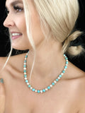 Pearl Necklace with Turquoise Stone Beads