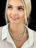 Pearl Necklace with Turquoise Stone Beads