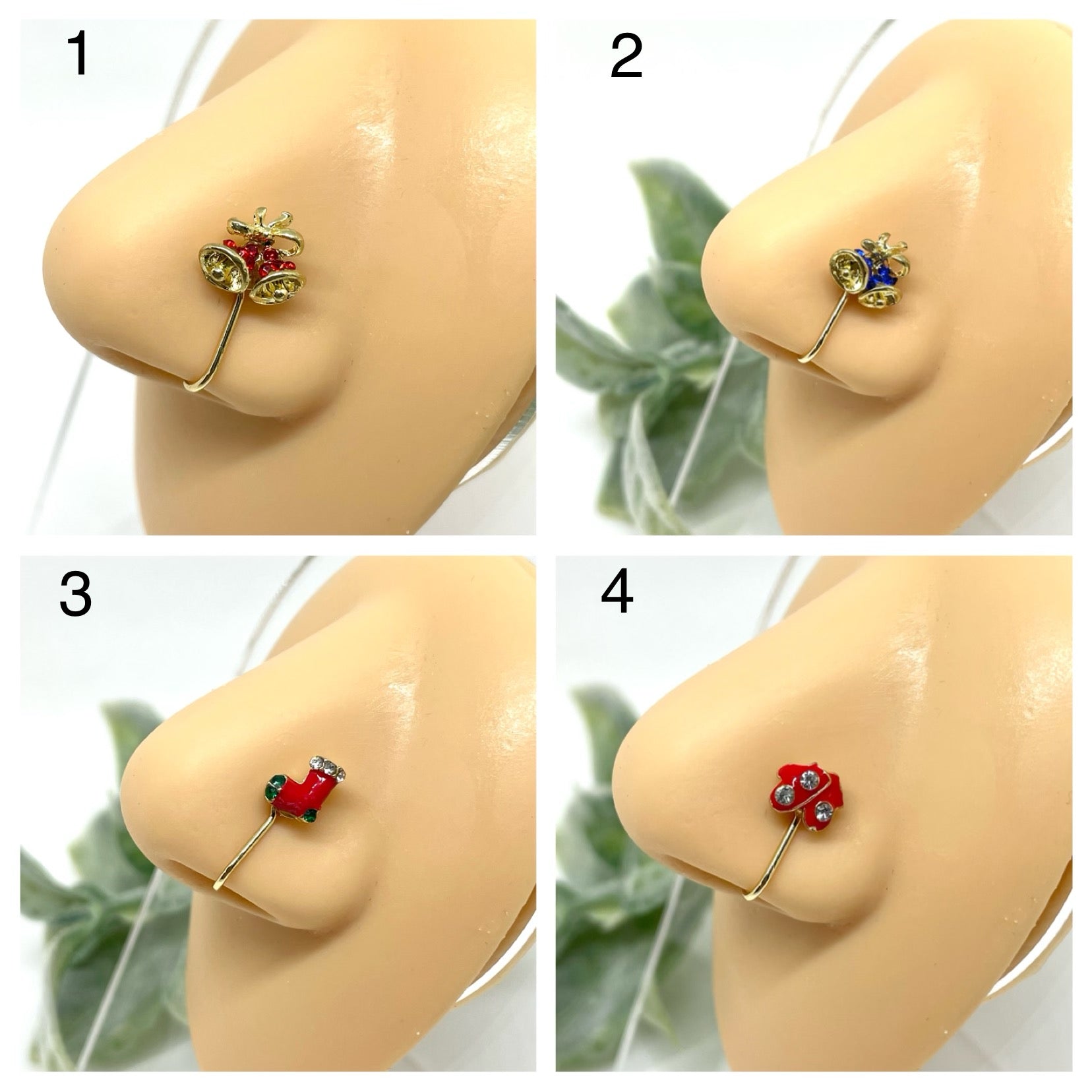 Holiday Theme Nose Cuffs - Fake Piercings
