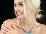 Freshwater Pearl Necklace with Round Turquoise