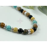 Multi-Stone Beaded Necklace - Black Onyx - Turquoise - Jasper