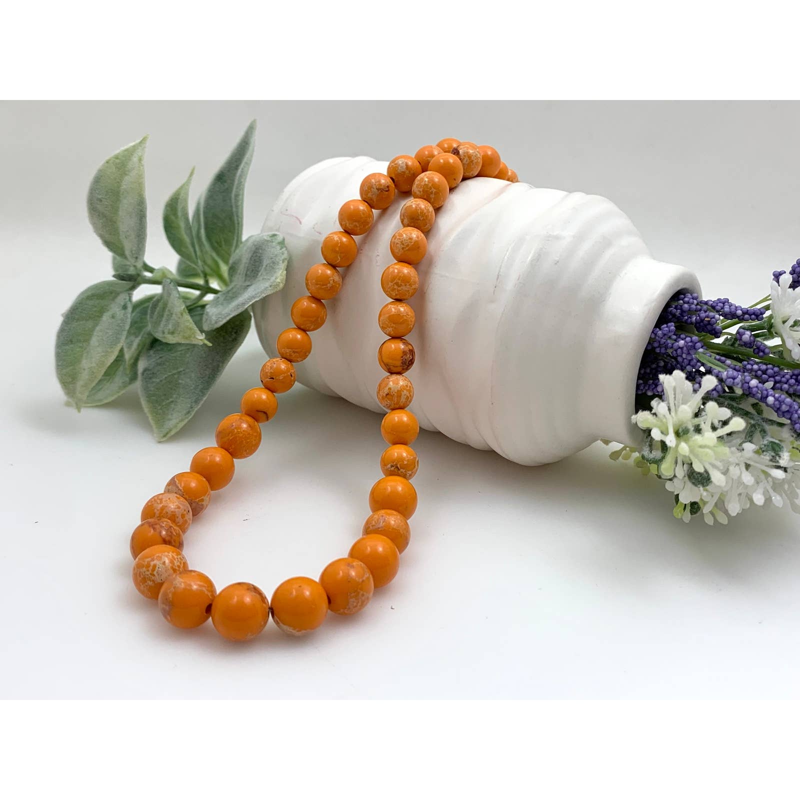 Orange Jasper Necklace - Beaded Necklace
