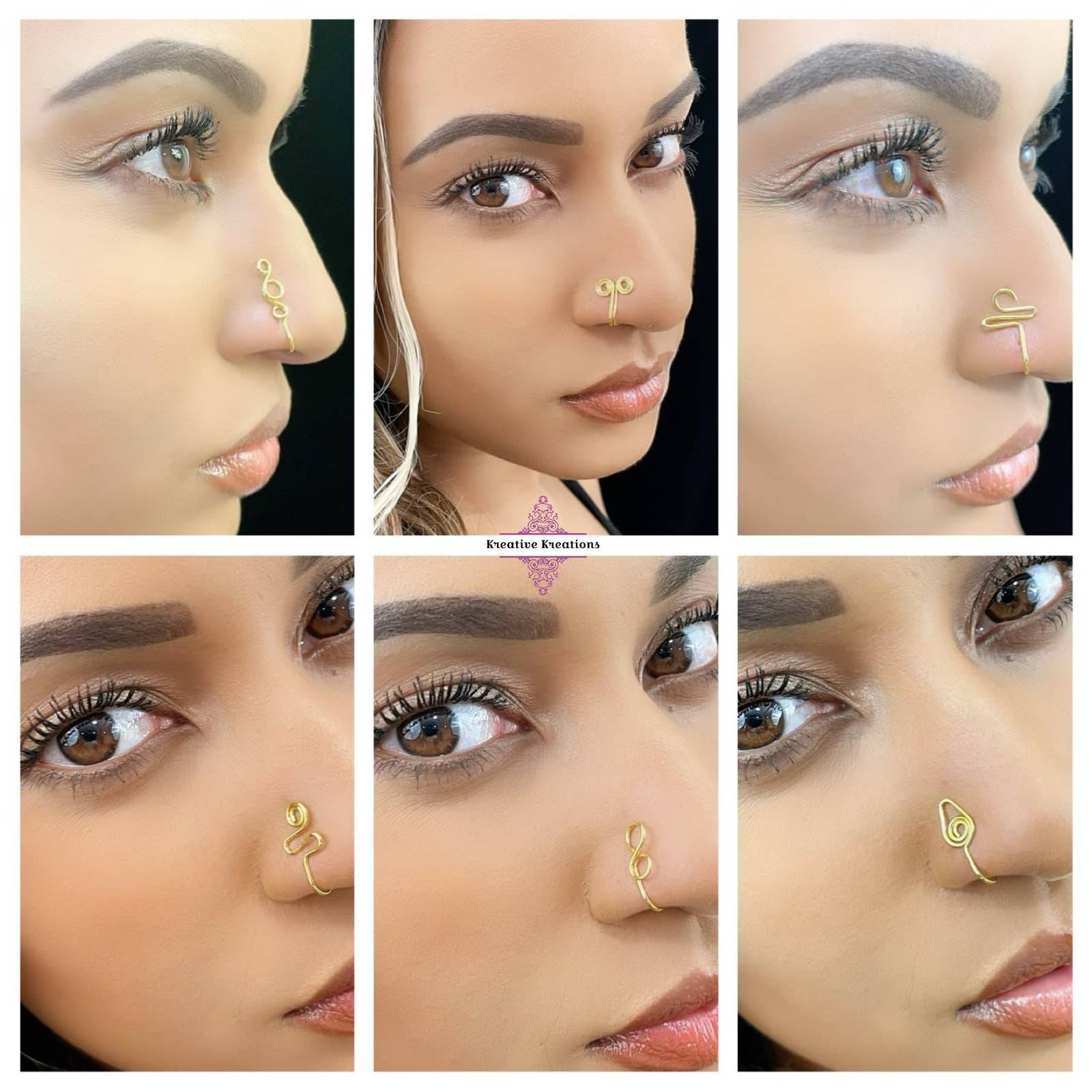 Cheap Body Jewelry Fashion Double No Piercing Nostril Nose Clip Nose Ring  Nose Chain Fake Nose Ring | Joom