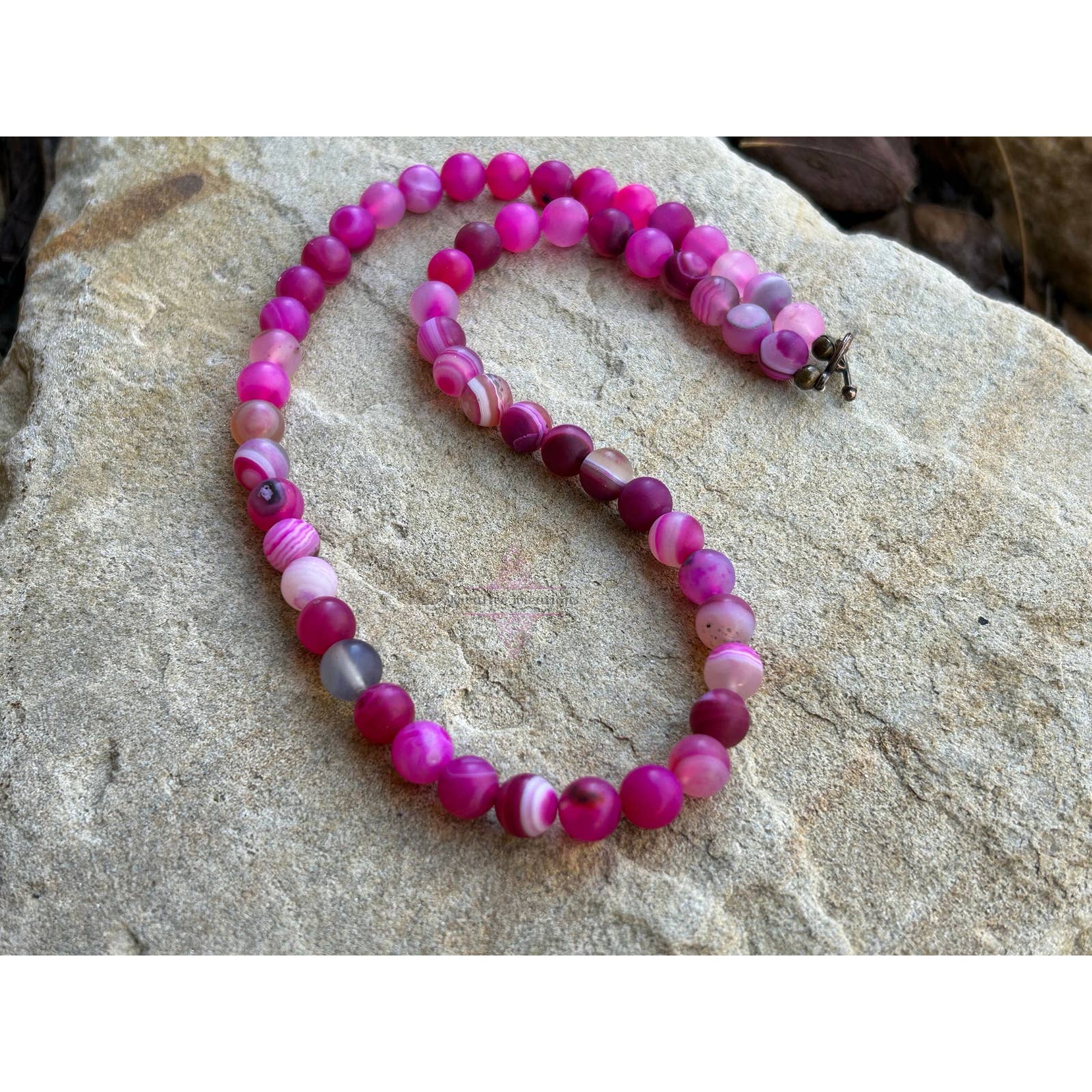 Pink Agate Necklace - Handmade Gemstone Necklace