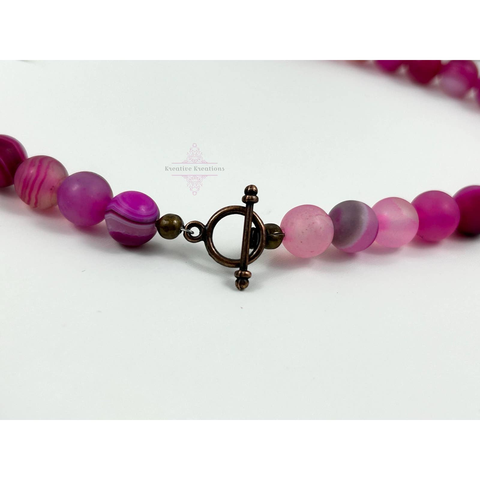 Pink Agate Necklace - Handmade Gemstone Necklace