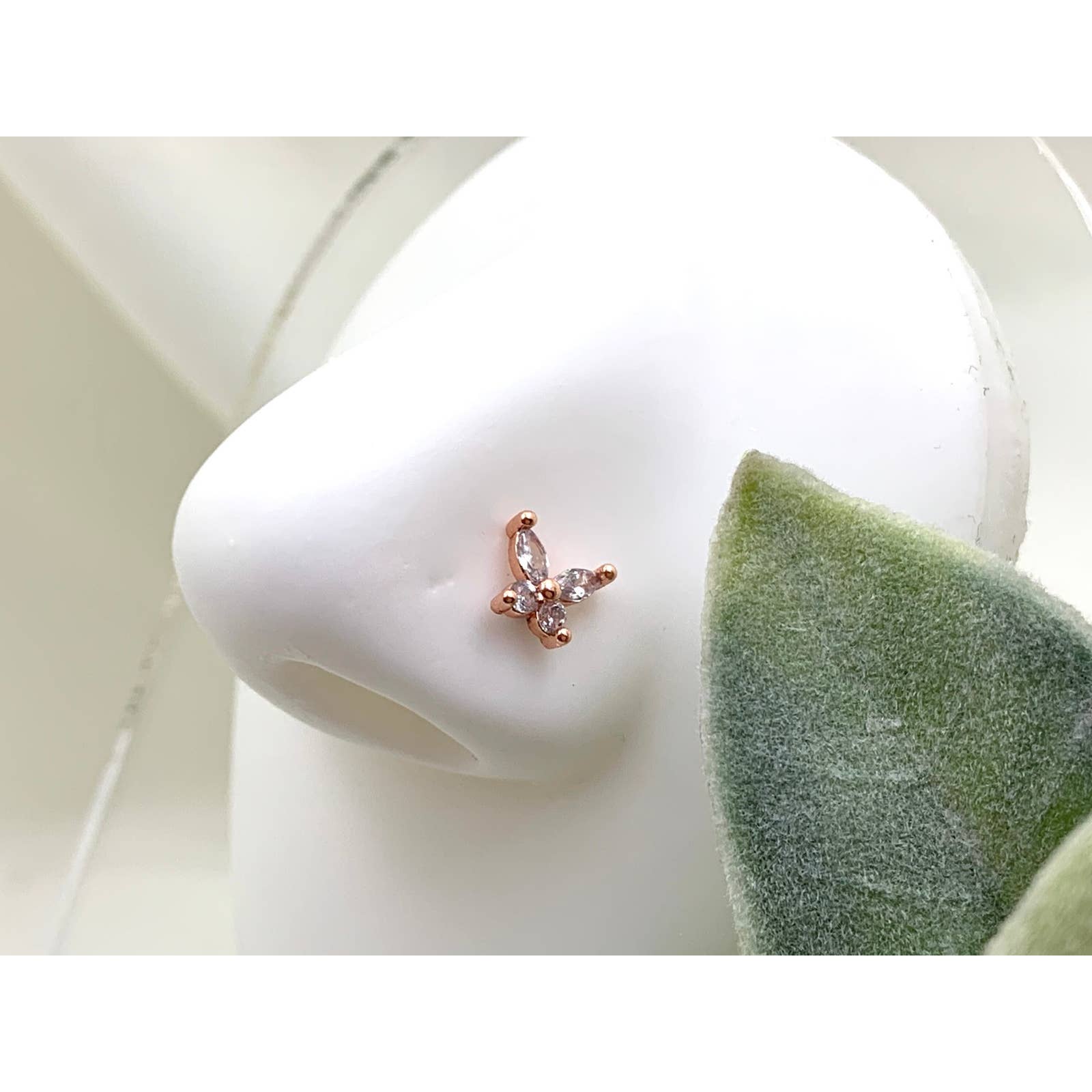 Butterfly Nose Stud with CZ Stones