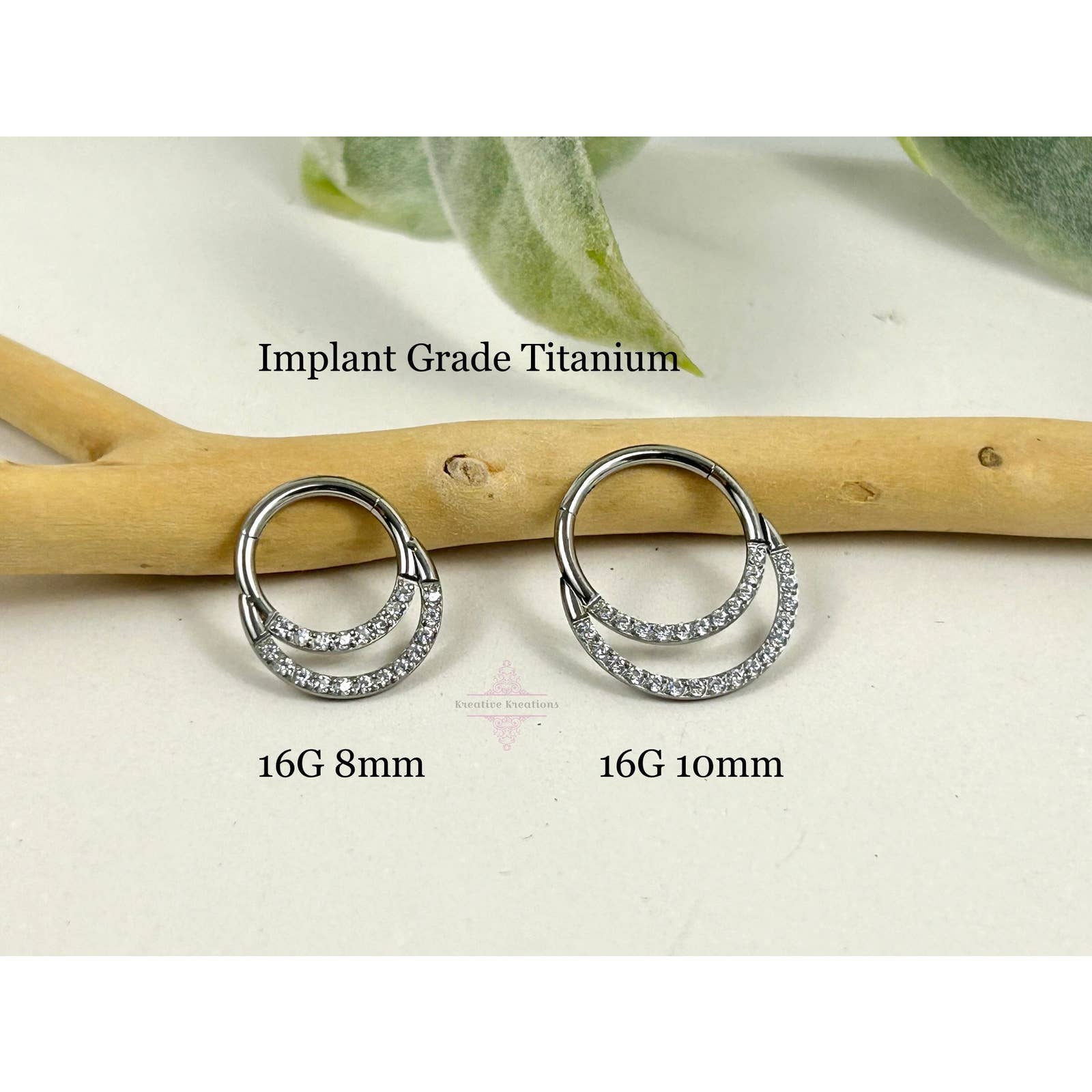Implant Grade Titanium Septum Ring - 16G CZ Paved Clicker Ring