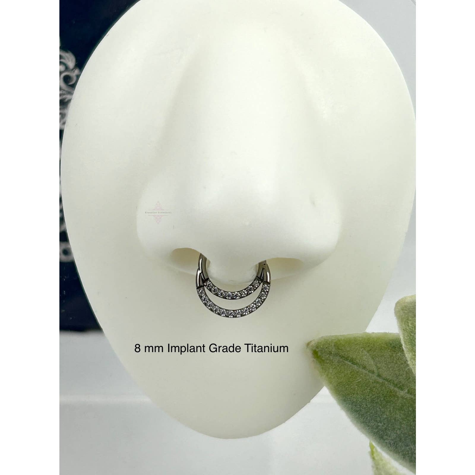 Implant Grade Titanium Septum Ring - 16G CZ Paved Clicker Ring